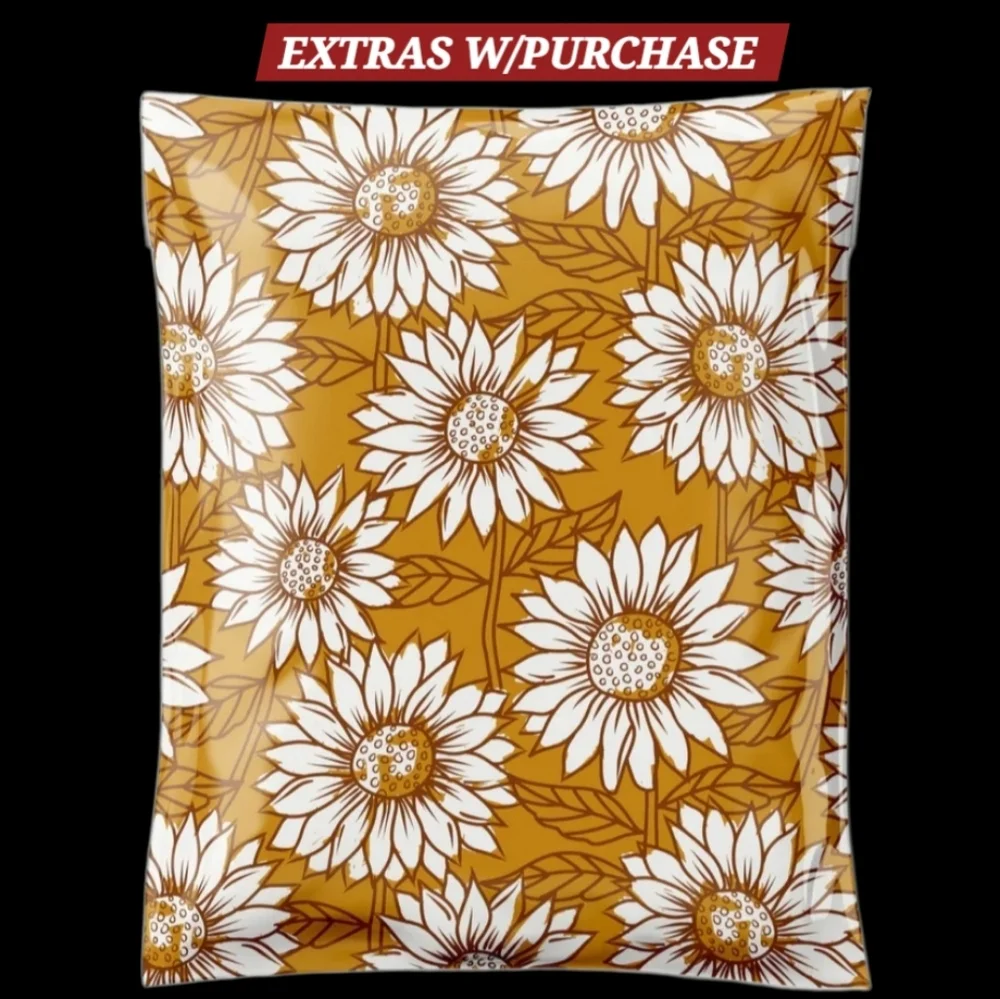 15ct. 14.5x19 Polymailers Sunflowers Print Random Thank You Cards/Stickers